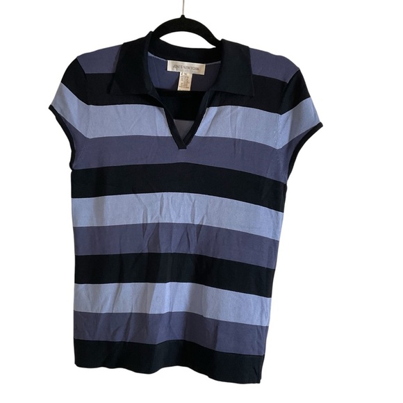 Y2K Jones New York Women's Striped Black and Blue Top size medium - Picture 1 of 8